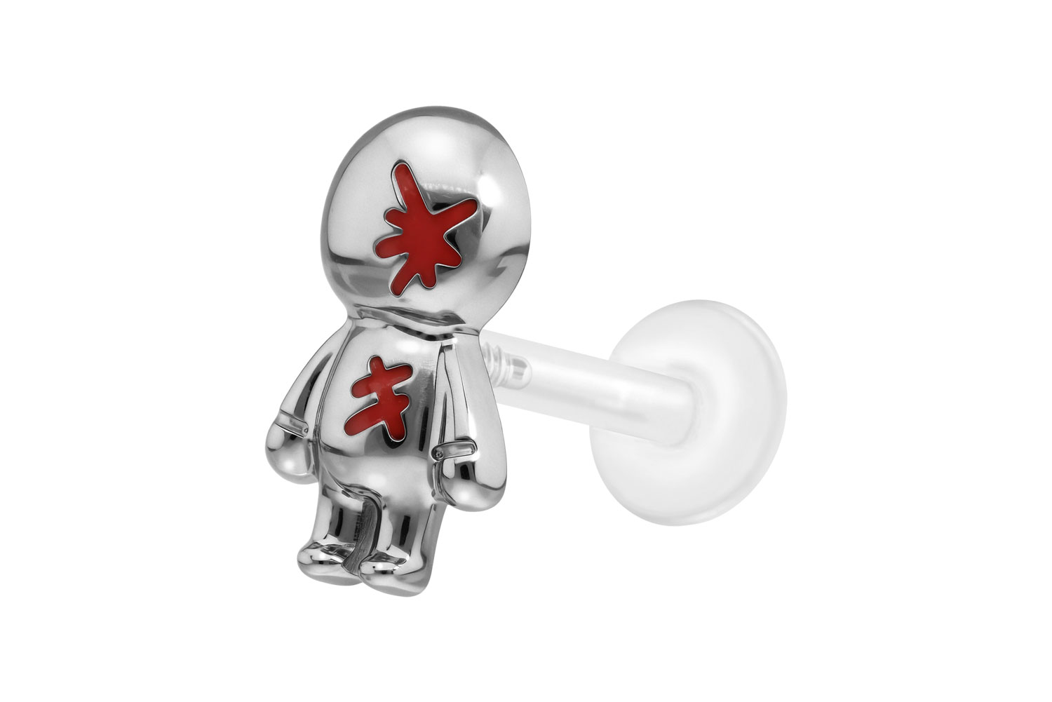 PTFE Labret Piercing mit Innengewinde + Titan-Aufsatz PUPPE